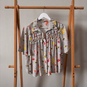 Zara Ruffled Polka Dot Blouse